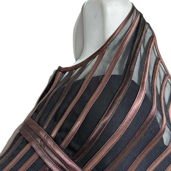 JS collections Black Brown Sheer Cocktail Dress size 6 - Picture 7 of 8